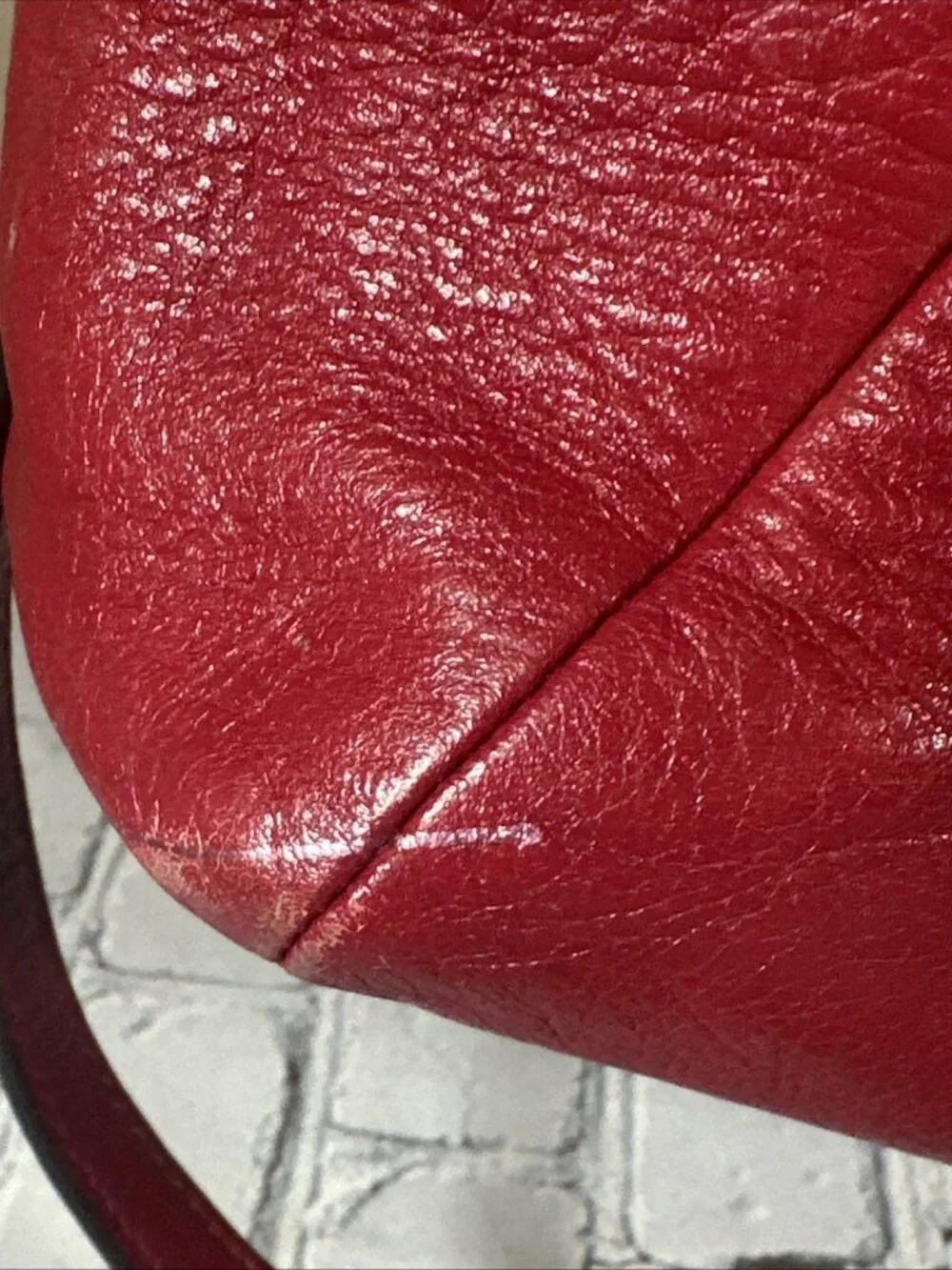 Coach Kelsey Pebbled Leather Red Satchel Crossbody Bag Purse